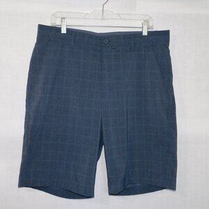 Sunice Gray Blue windowpane flat front Performance golf Shorts Mens 34